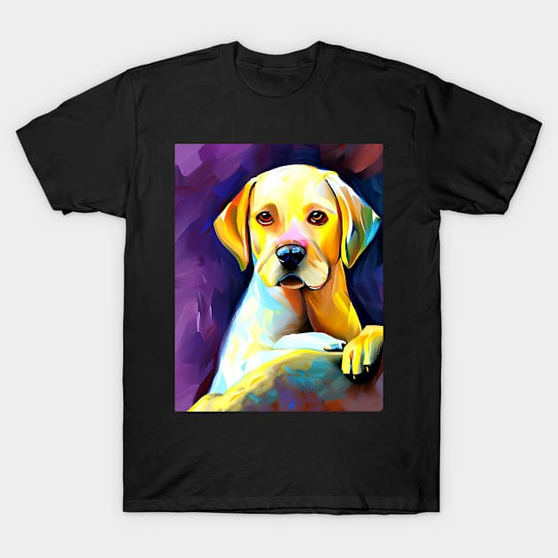 Lovely Cute Labrador Retriever Dog. Purple Background T-Shirt by funfun